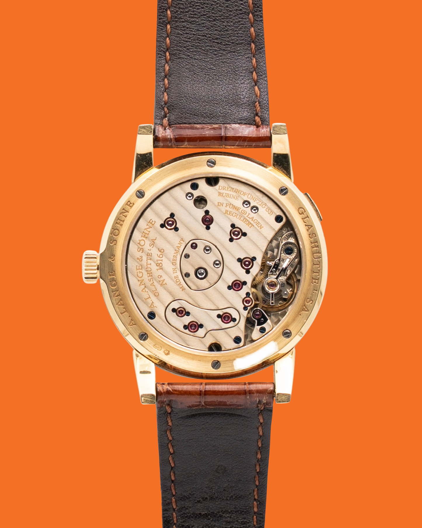 A. Lange & Söhne Lange 1 38.5mm 101.021 Yellow Gold case Brown Strap 2000