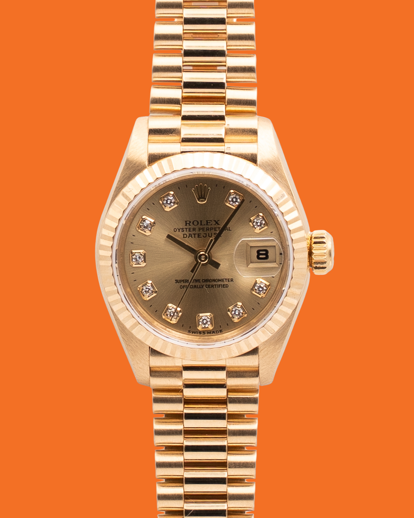 Rolex President 26mm 69178 Yellow Gold Diamond Dial T Serial