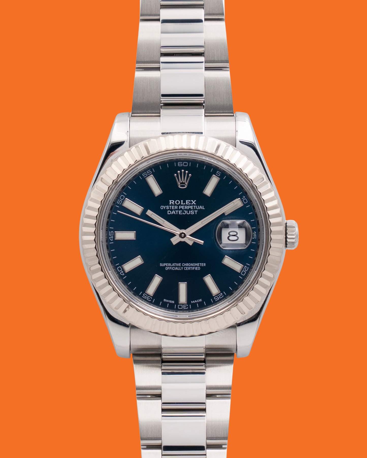 Rolex Datejust II 41mm 116334 Blue Fluted Oyster 2016