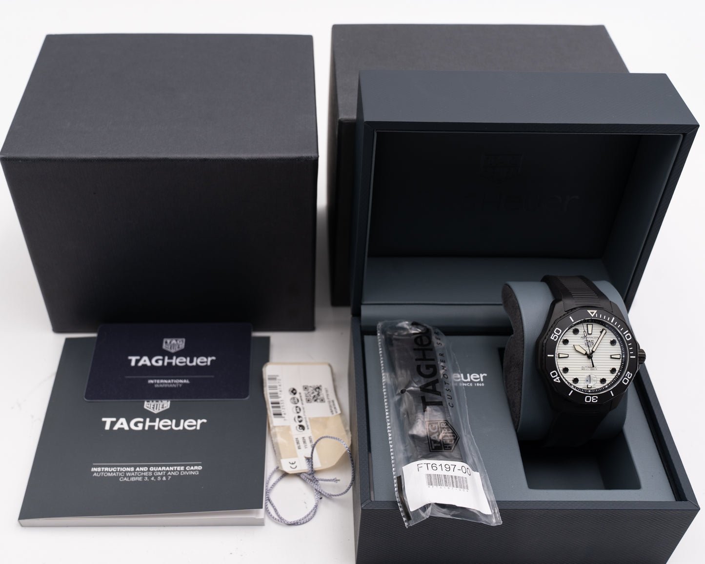 Tag Huer Aquaracer Professional 300 Date 43mm WBP201D White Dial Black DLC Coated Case 2023