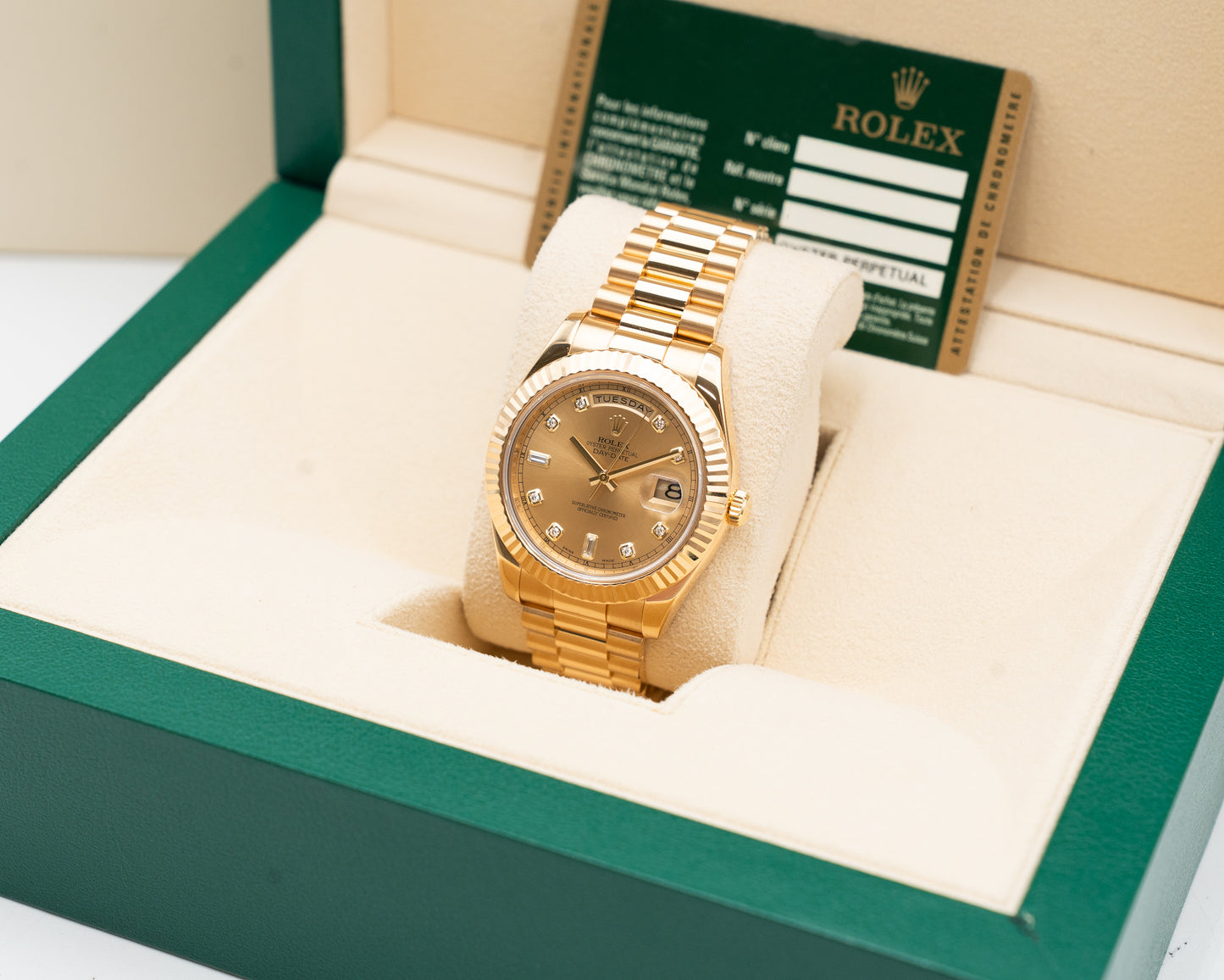 Rolex Oyster Perpetual Day-Date II 218238 chdp 41mm Yellow Gold Diamond Dial 2014