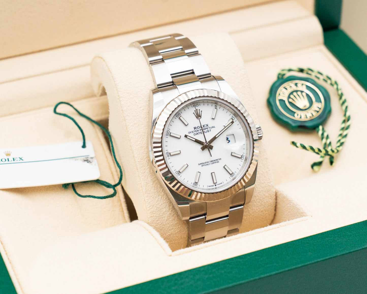 Rolex Datejust 41mm 126334 White Stick Dial Fluted Oyster 2021