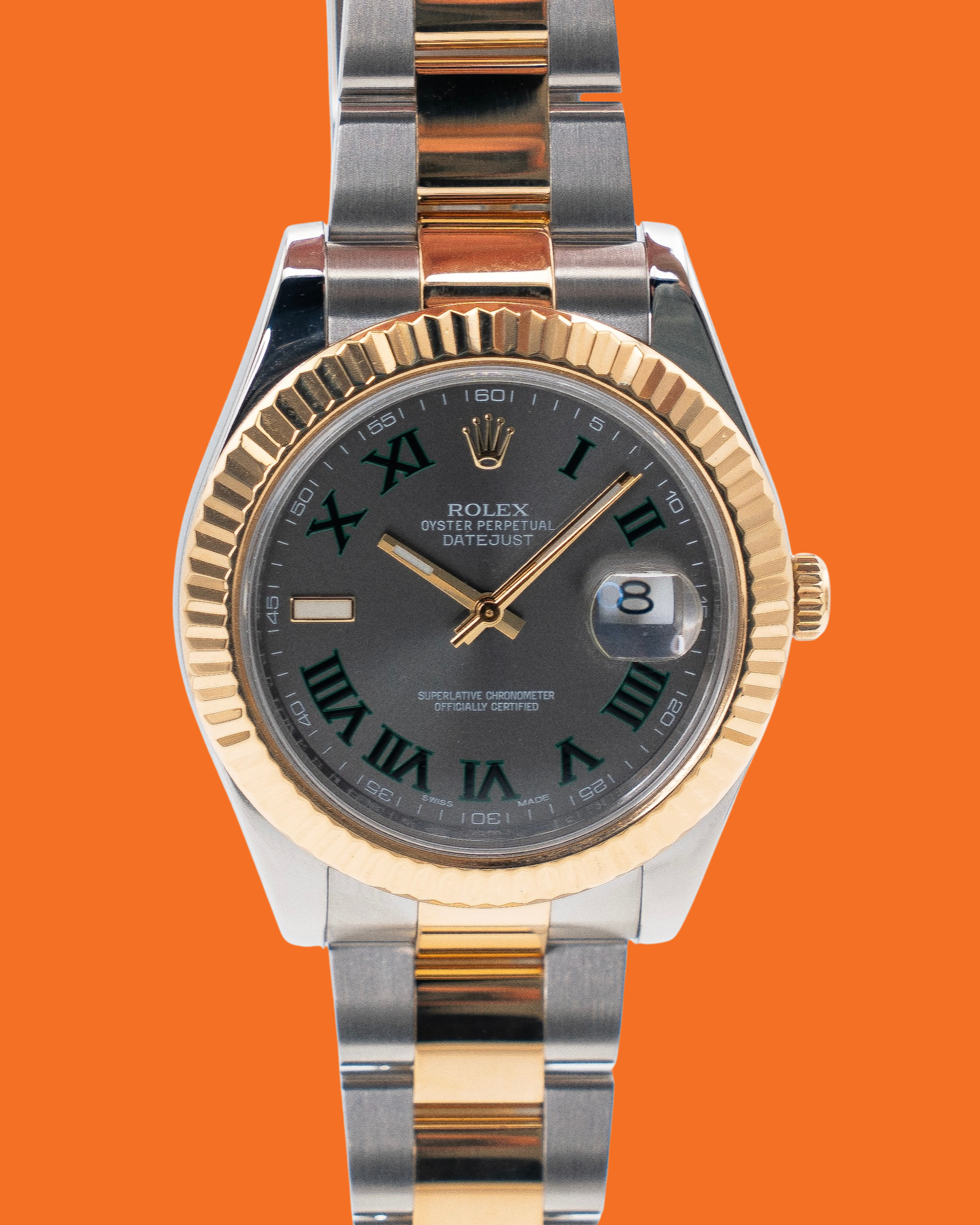 Rolex Datejust II 41mm 116333 Yellow Wimbledon on Oyster Fluted 2017