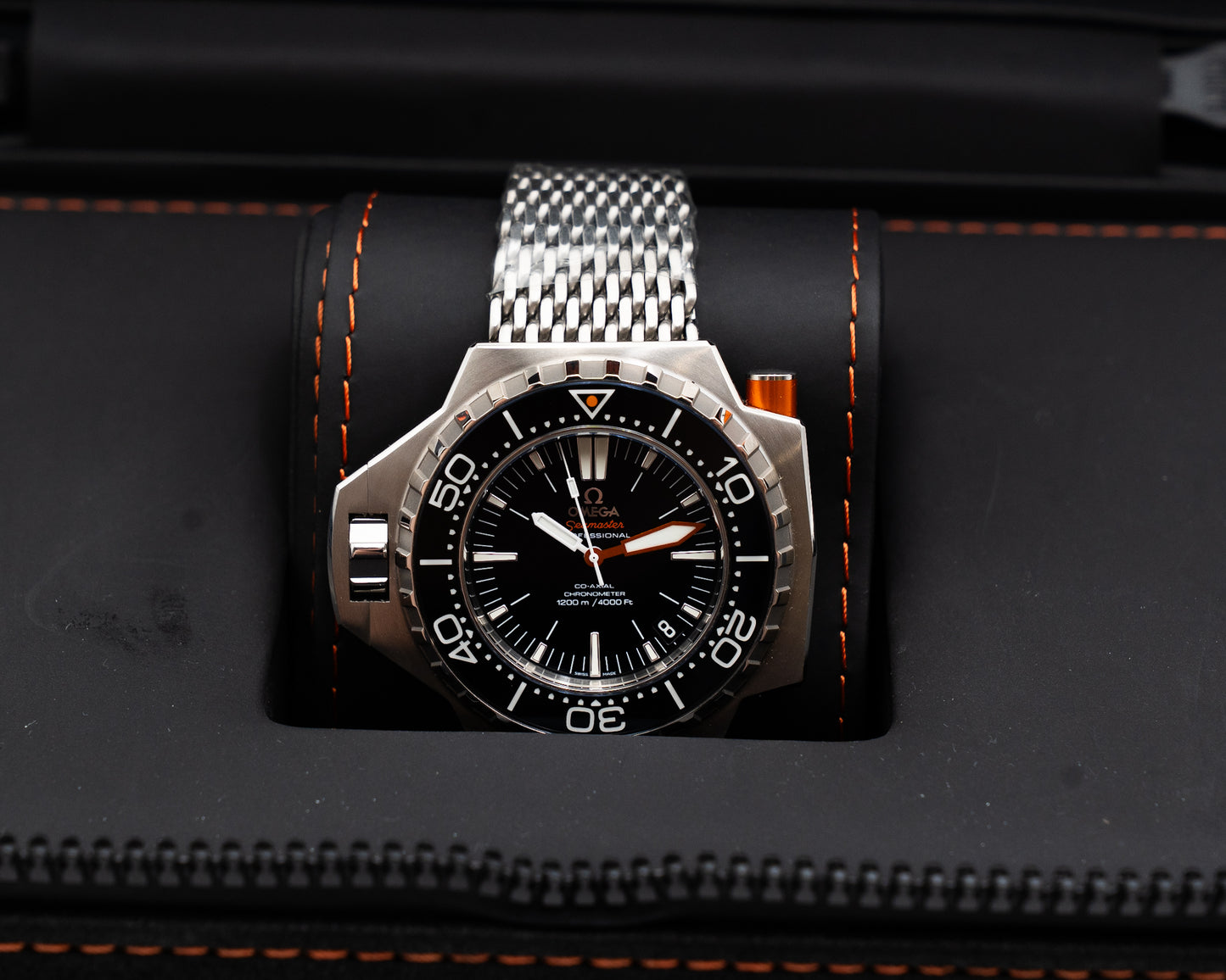 UNWORN Omega Seamaster PloProf 55mm 224.30.55.21.01.001 Black Shark on Bracelet 2013