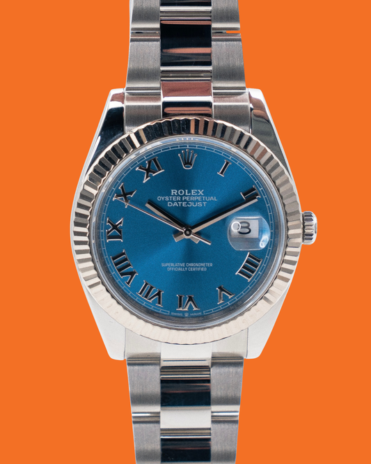 Rolex Datejust 41mm 126334 Azure Blue Roman Dial Fluted Oyster 2026