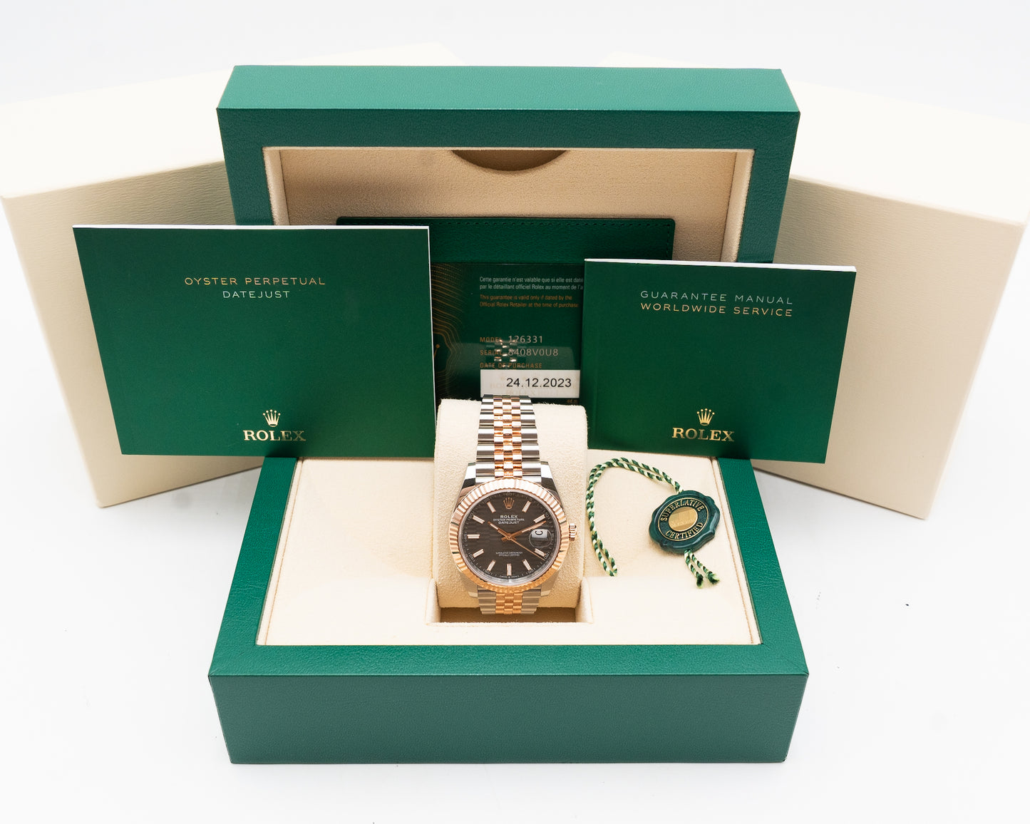 Rolex Datejust 126331 41mm Motif Dial Two Tone Rose Gold Jubilee Fluted Bezel 2023