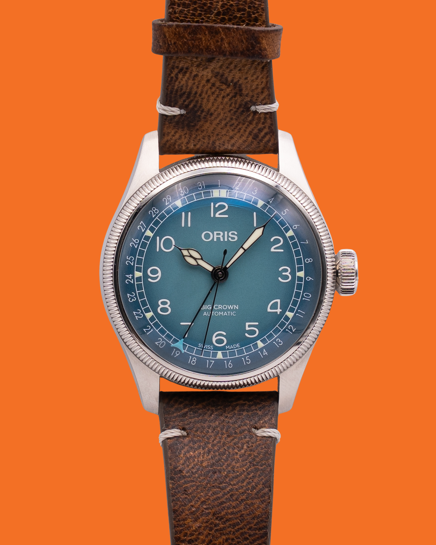 Oris Big Crown X Cervo Volante 38mm Blue Dial Deer Leather