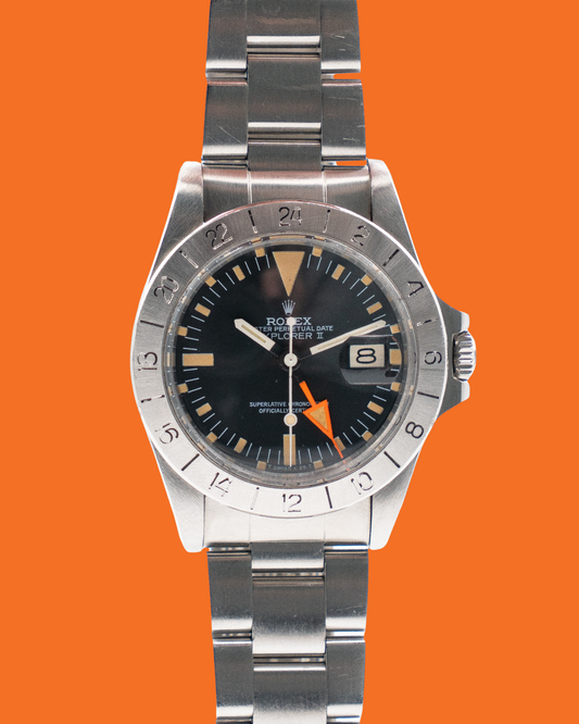 Rolex Explorer II 40mm 1655 Steve McQueen Pumpkin Patina 1984