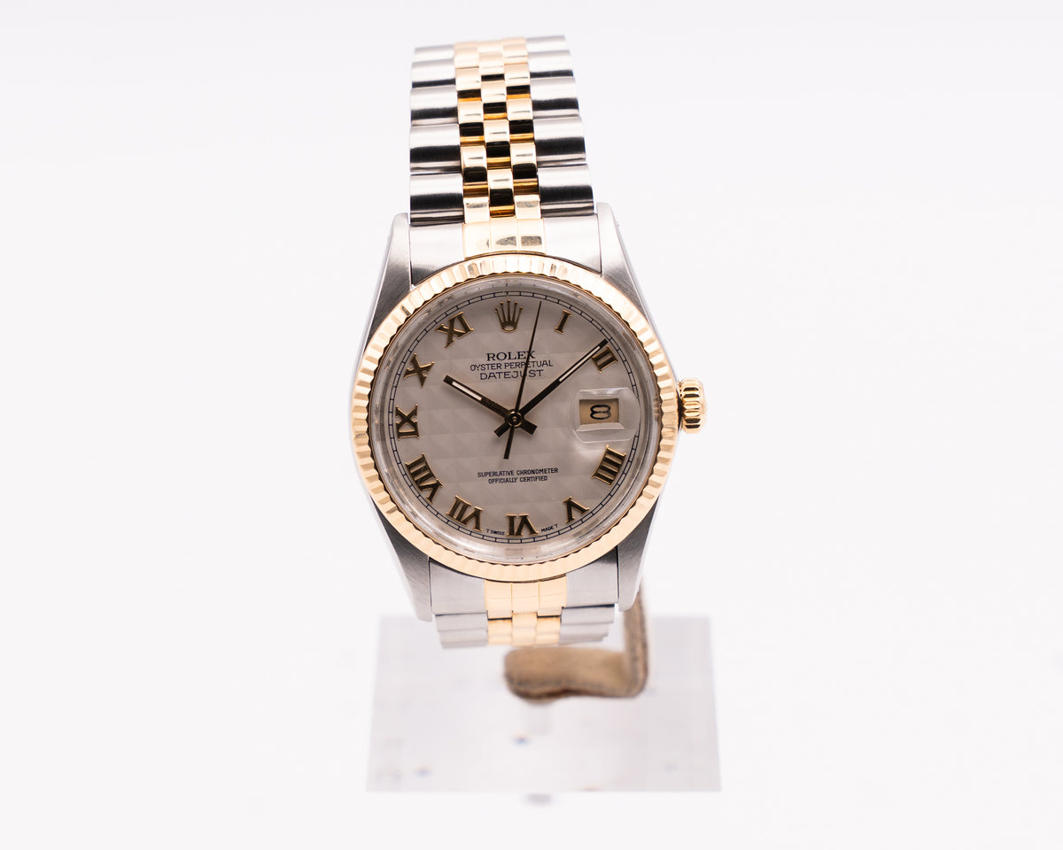 Rolex Datejust 36mm 16013 Pyramid Dial on Jubilee Two Tone R-Serial