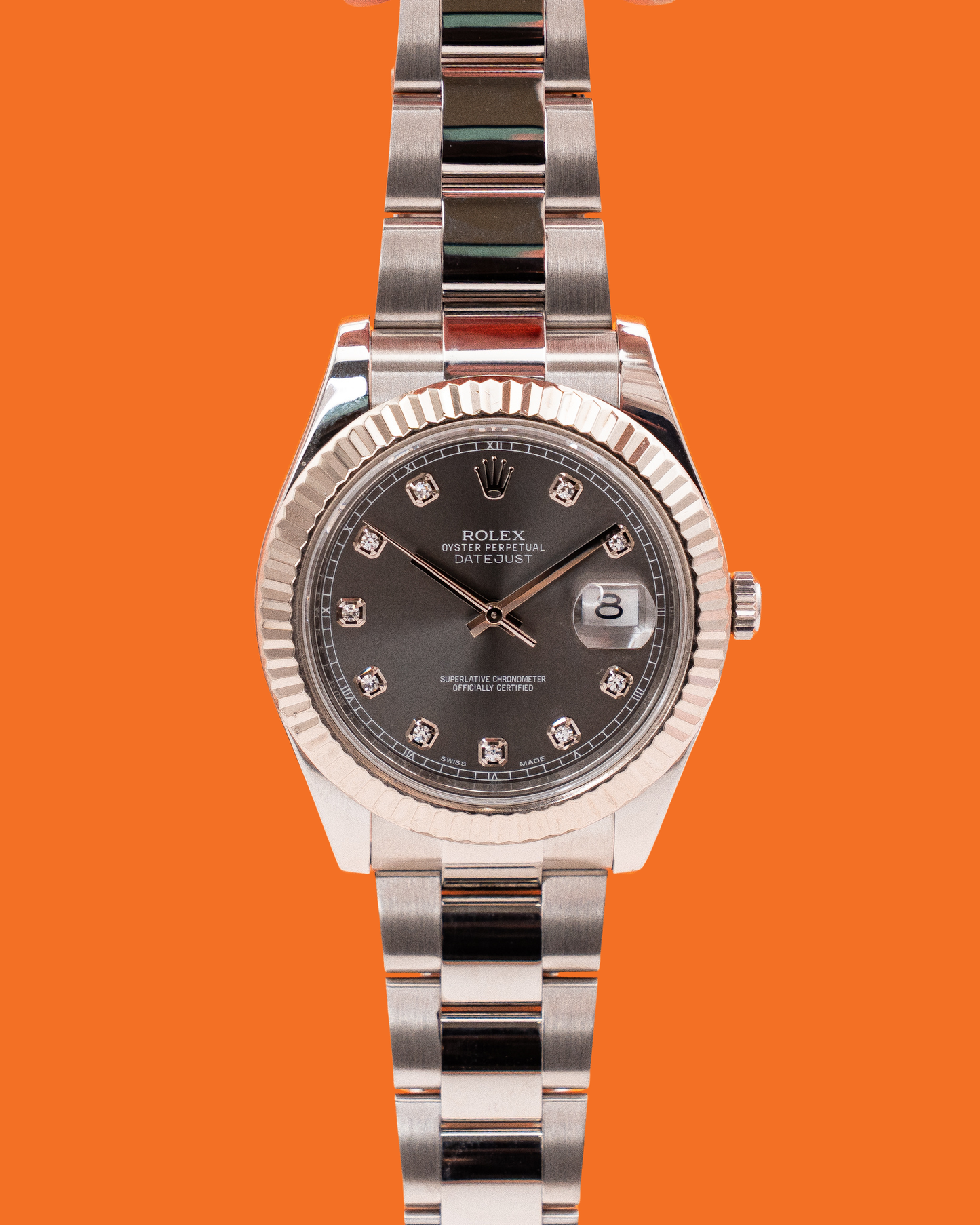 Rolex Datejust II 116334-0009 Fluted Dark Rhodium Diamond 2013