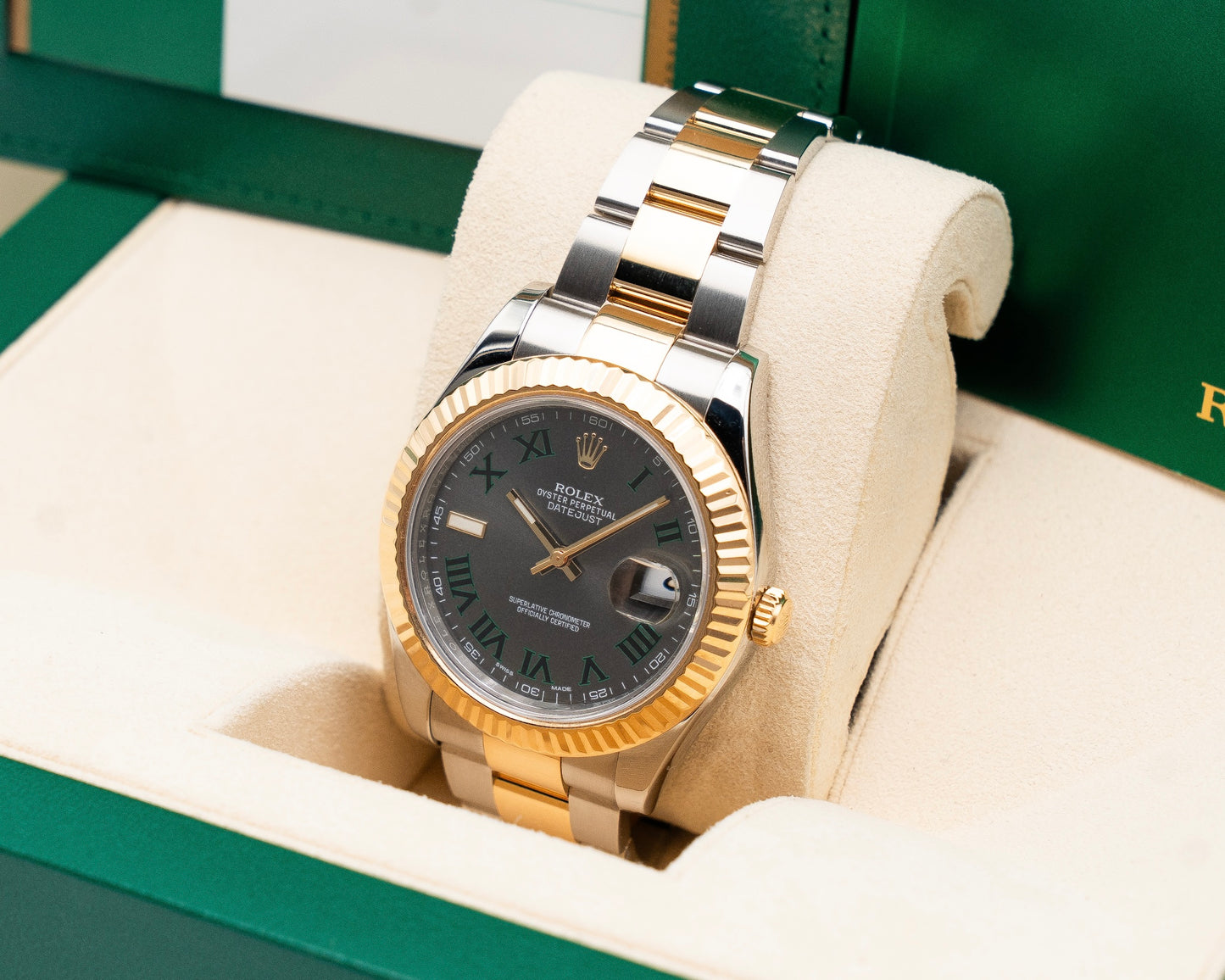 Rolex Datejust II 41mm 116333 Yellow Wimbledon on Oyster Fluted 2017