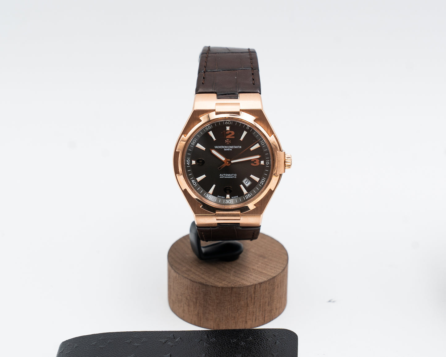 Vacheron Constantin Overseas Date Self-Winding 42mm 47040 Rose Gold Grey Dial Brown leather Strap