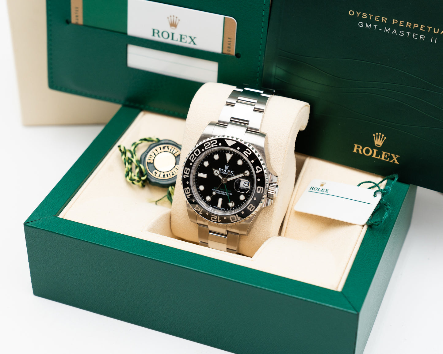UNWORN STICKERED Rolex GMT Master II 40mm 116710LN Black Green Arrow 2017