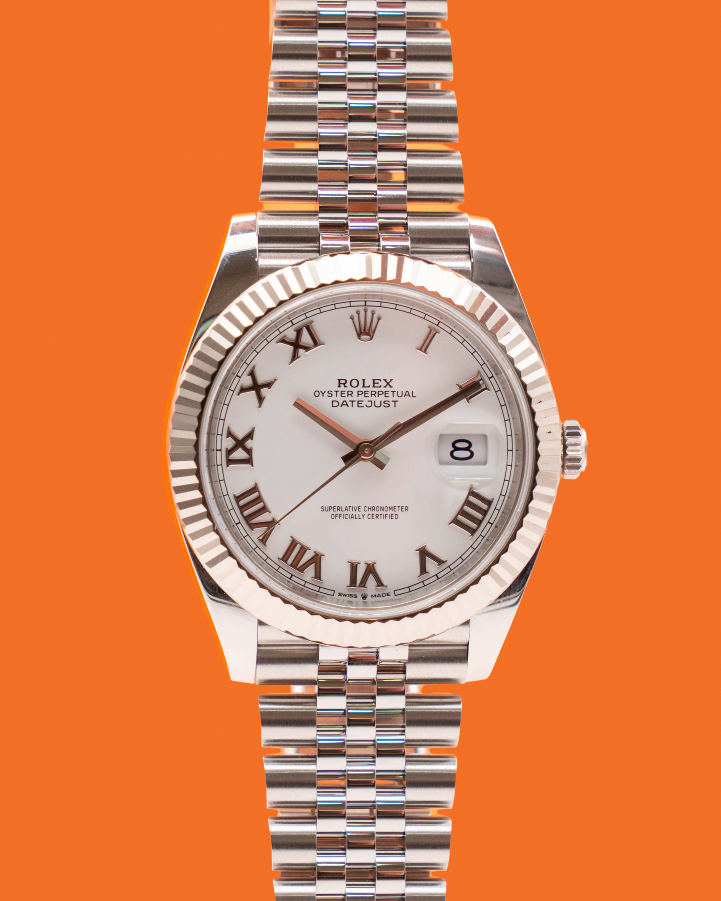 Rolex Datejust 41mm 126334 White Roman Dial Fluted Jubilee 2025