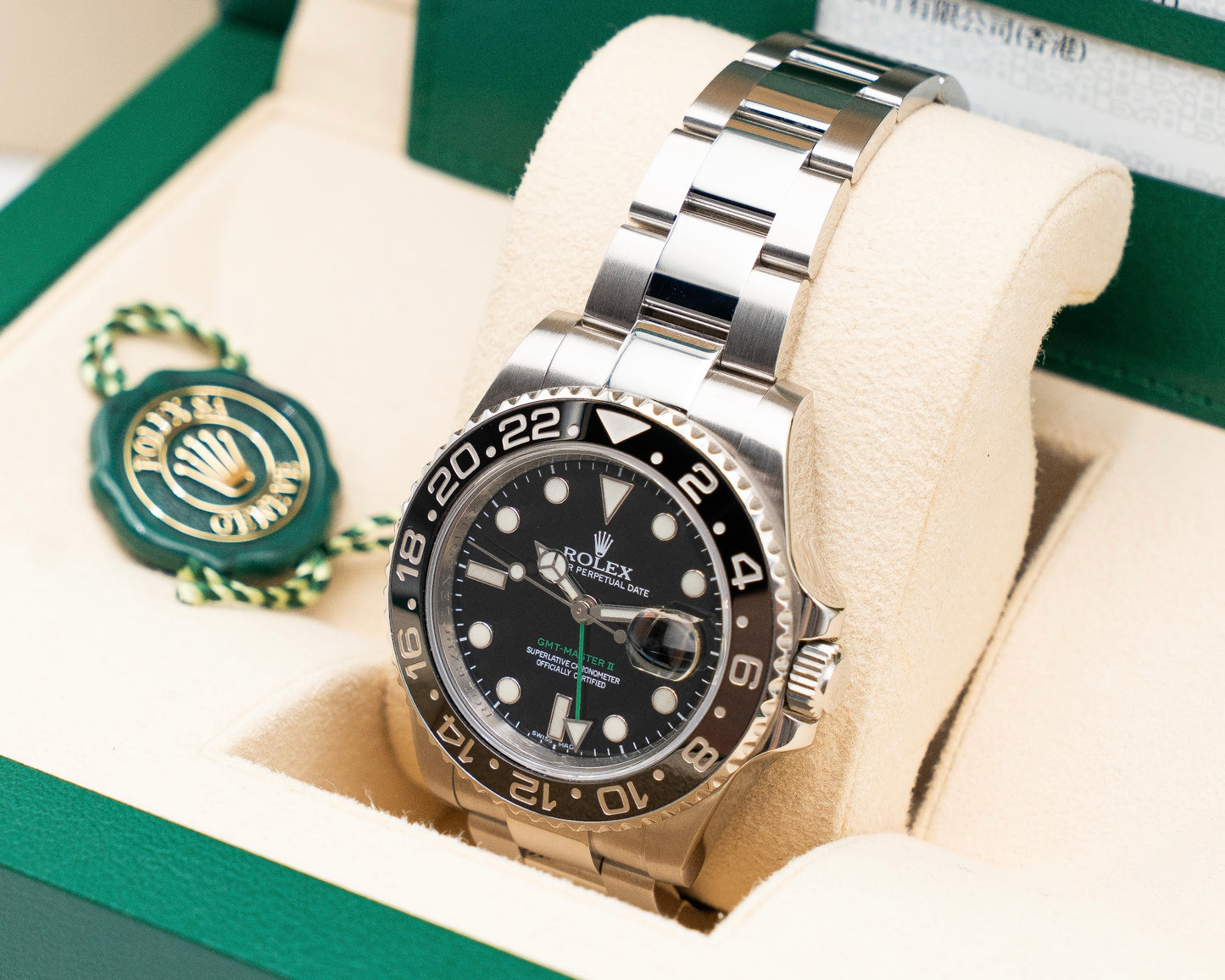 Rolex Steel GMT Master II 40mm 116710LN Black Green Arrow 2010