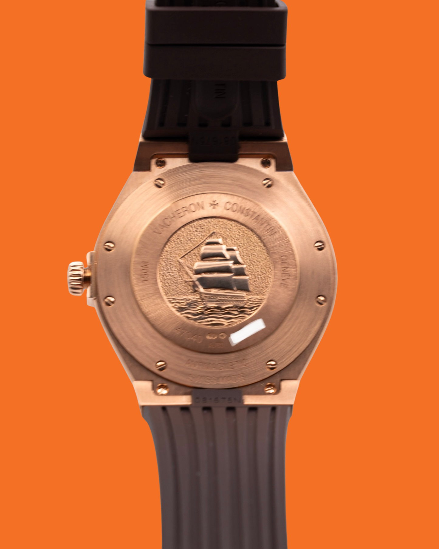Vacheron Constantin Overseas Date Self-Winding 42mm 47040 Rose Gold Grey Dial Brown Rubber Strap 2015