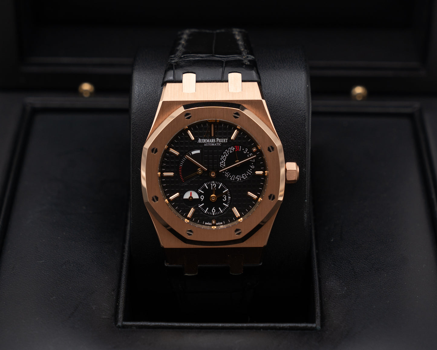 Audemars Piguet Royal Oak 39mm 26120OR Dual Time Rose Gold Black Dial