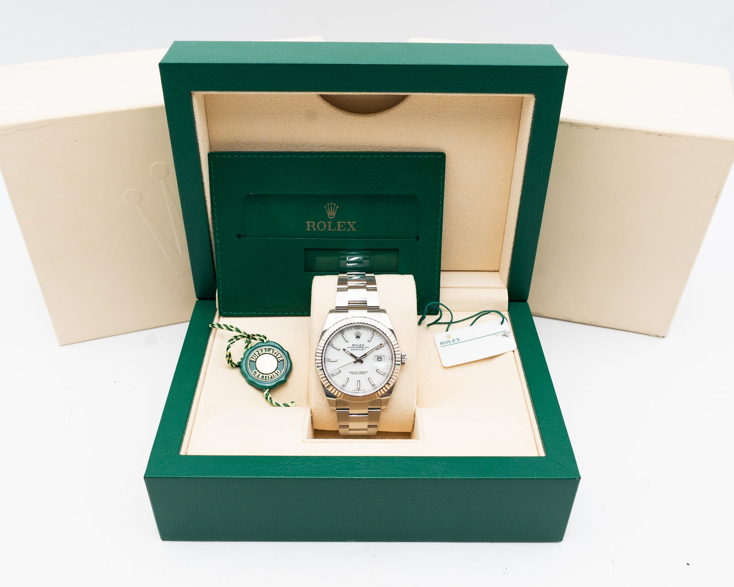 Rolex Datejust 41mm 126334 White Stick Dial Fluted Oyster 2021