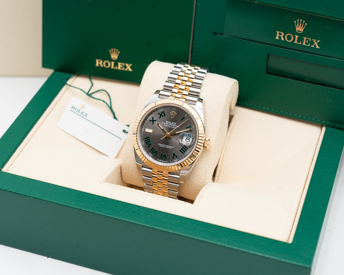Rolex Date just 126333-0020 41mm Two Tone Yellow Gold Wilbledon 2021