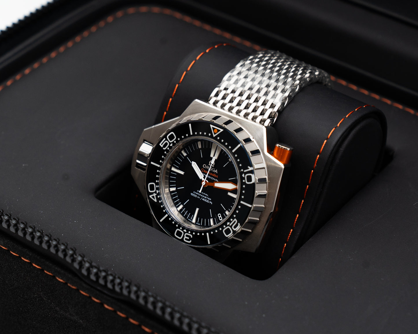 UNWORN Omega Seamaster PloProf 55mm 224.30.55.21.01.001 Black Shark on Bracelet