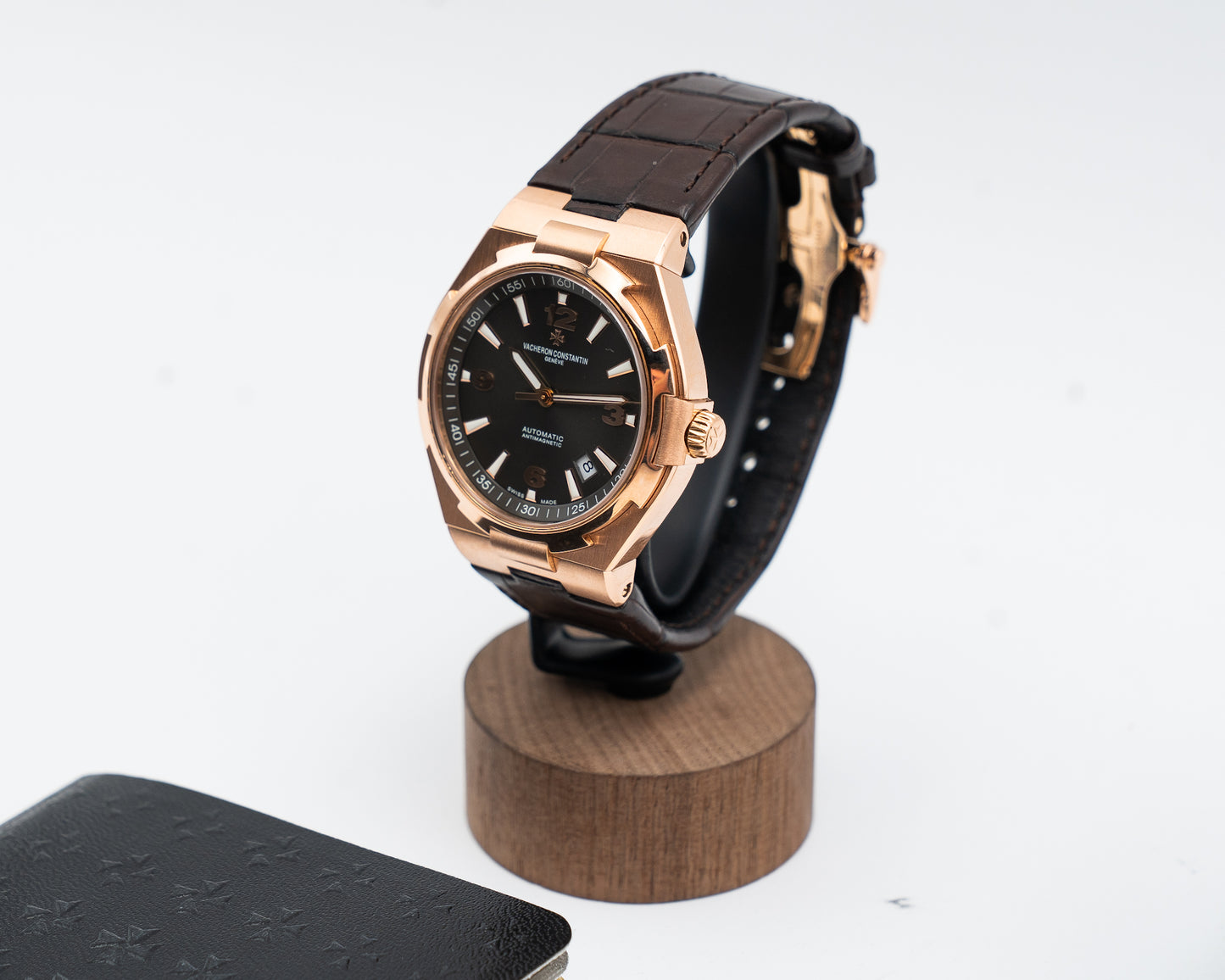 Vacheron Constantin Overseas Date Self-Winding 42mm 47040 Rose Gold Grey Dial Brown leather Strap