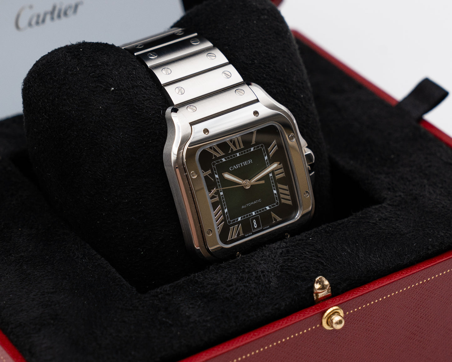UNWORN Santos de Cartier 39.8mm WSSA0062 Green Dial