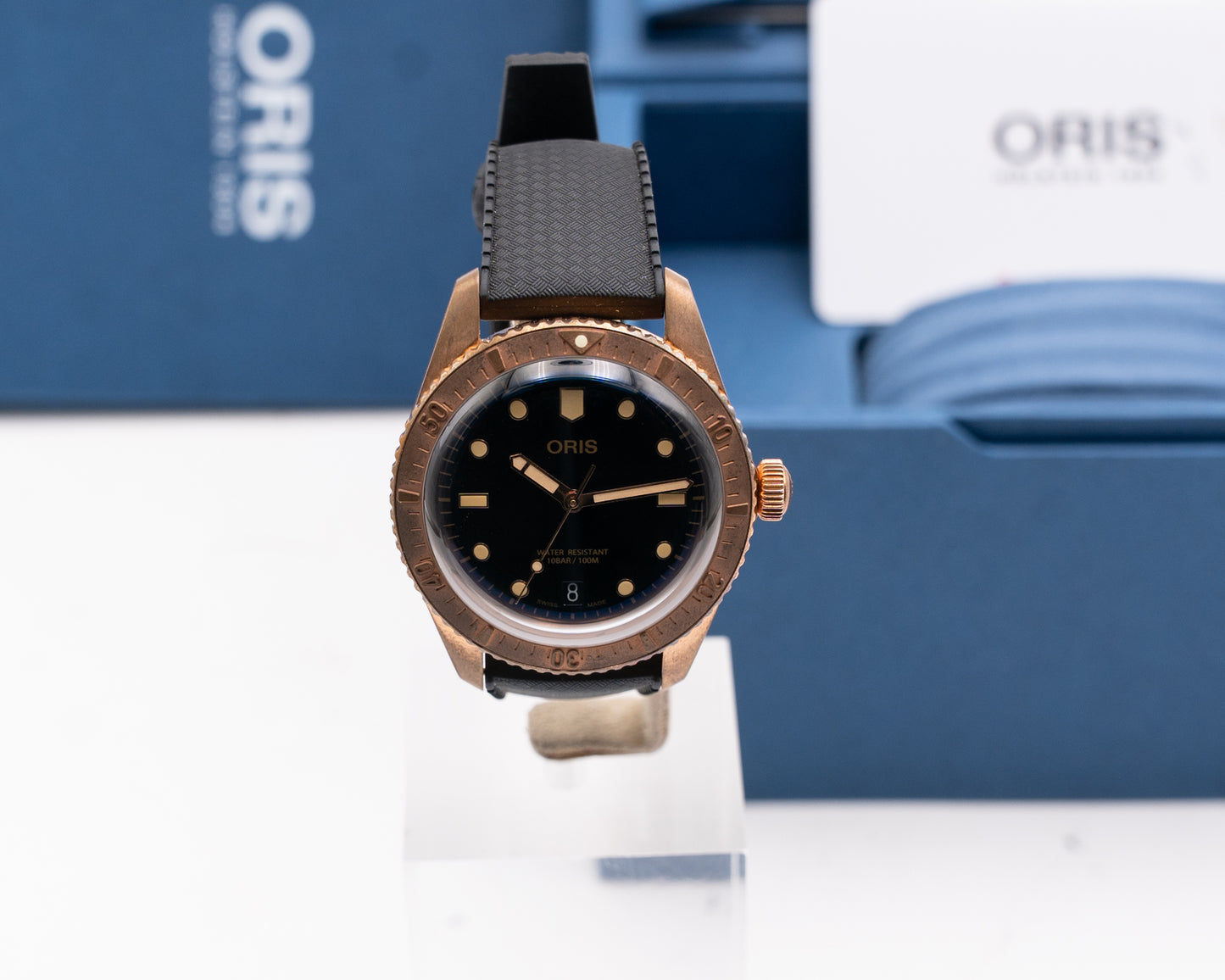 UNWORN Oris Divers Sixty-Five Date 38mm 01 733 7771 3154 Bronze Case Black Dial Rubber Strap