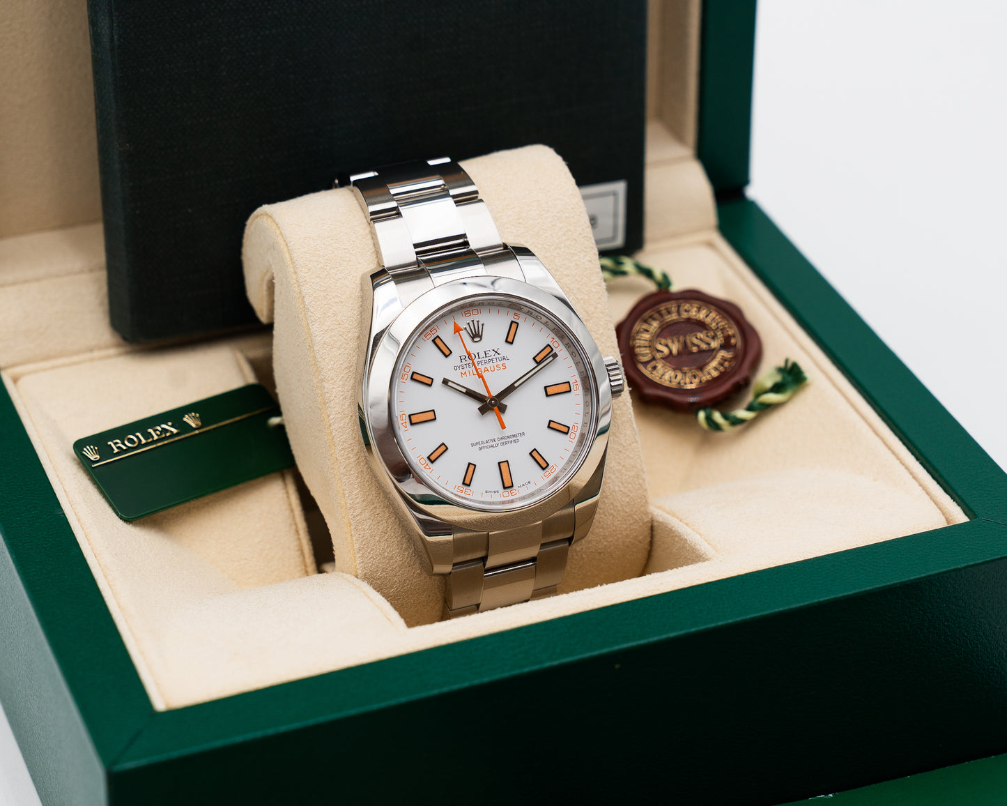 Rolex Milgauss 40mm 116400 White and Orange 2015