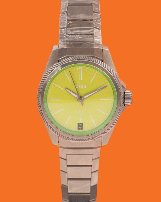 UNWORN Oris Propilot X Kermit Edition 39mm 01 400 7778 7157 Titanium Green  (01 400 7778 7157-Set)