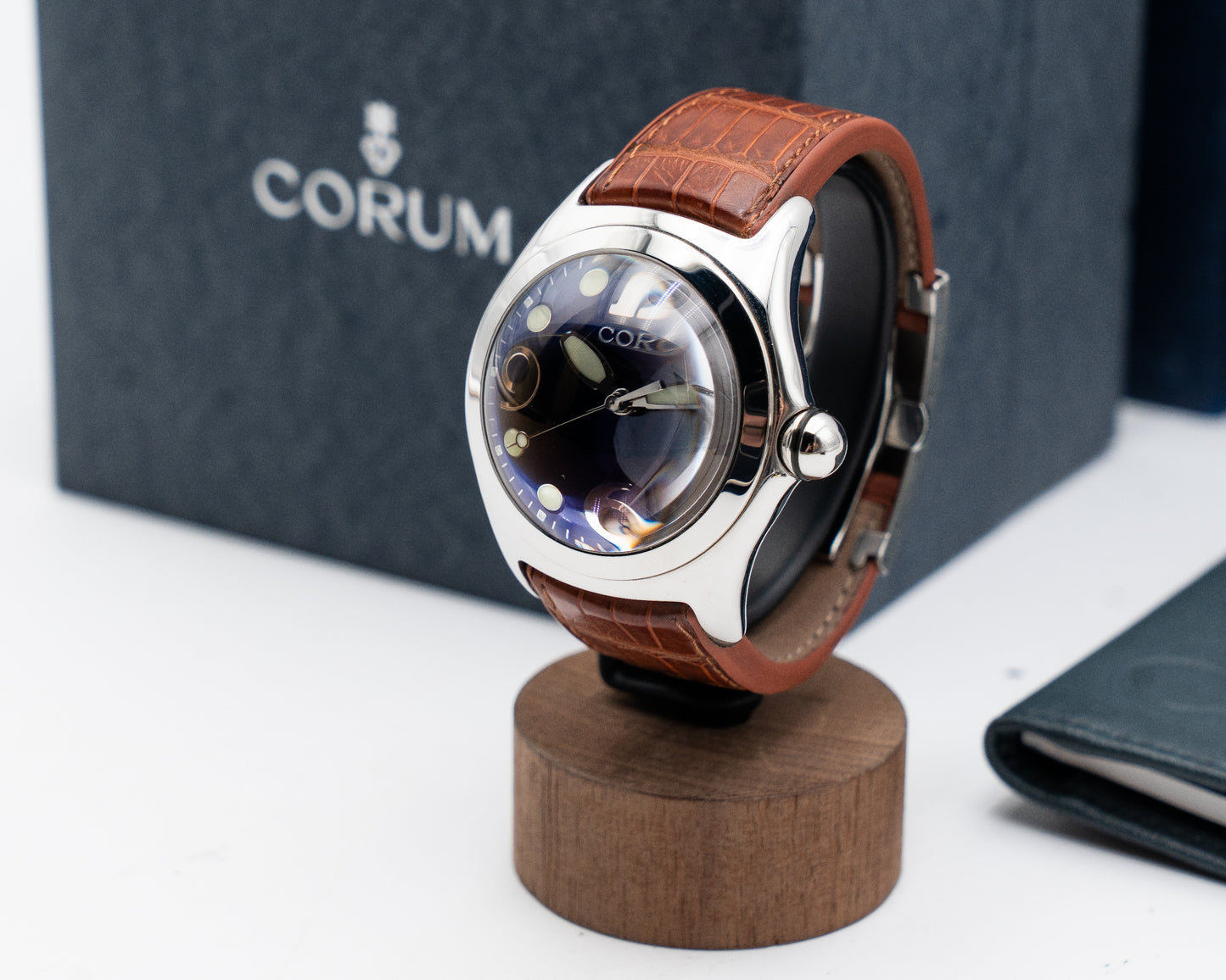 Corum Bubble 45mm 163.150.20 Blue Dial Brown strap
