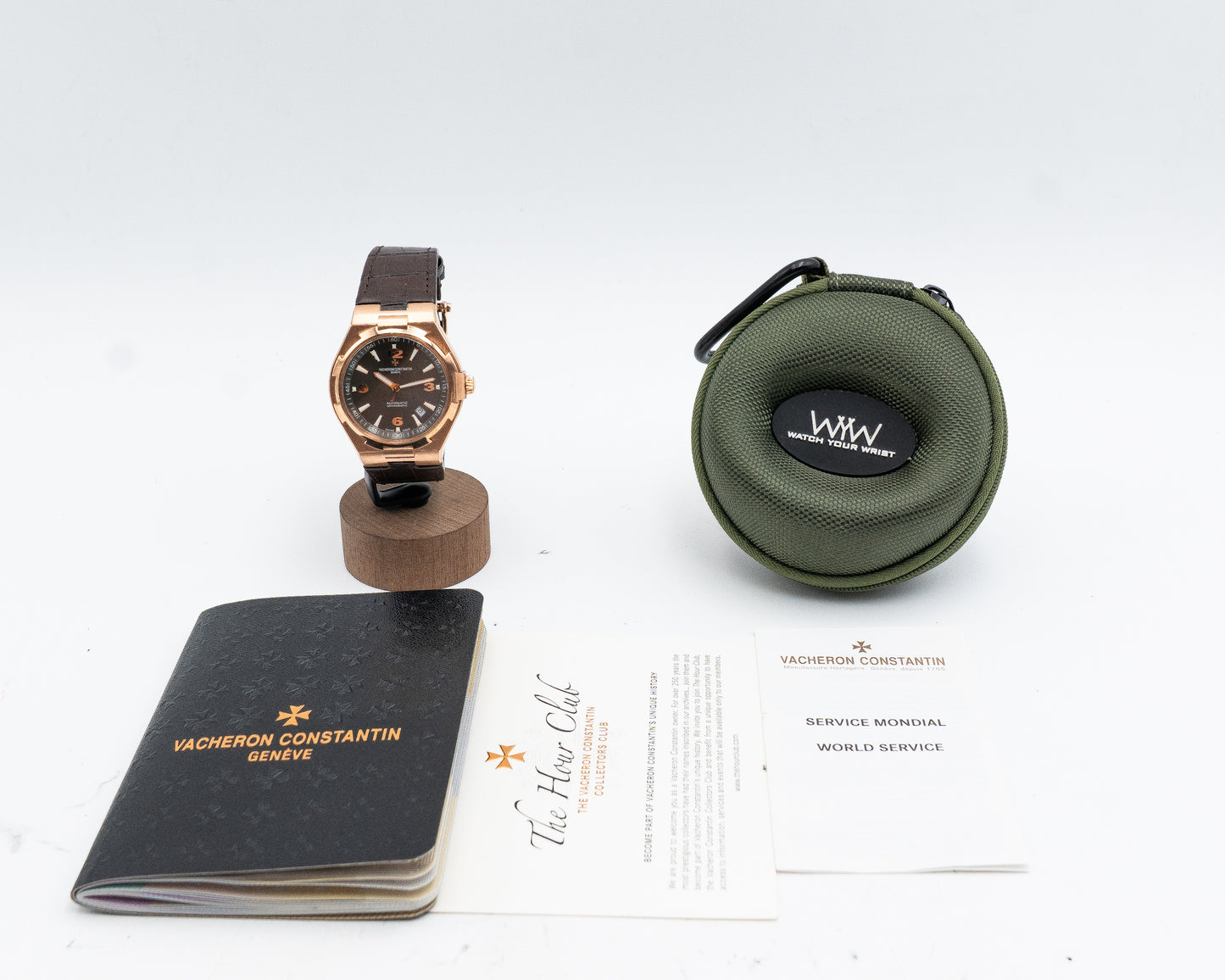 Vacheron Constantin Overseas Date Self-Winding 42mm 47040 Rose Gold Grey Dial Brown leather Strap