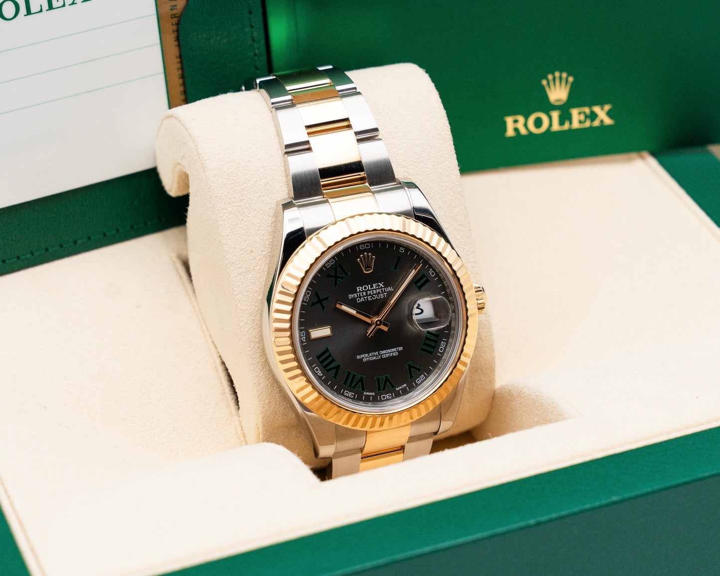 Rolex Datejust II 41mm 116333 Yellow Wimbledon on Oyster Fluted 2017