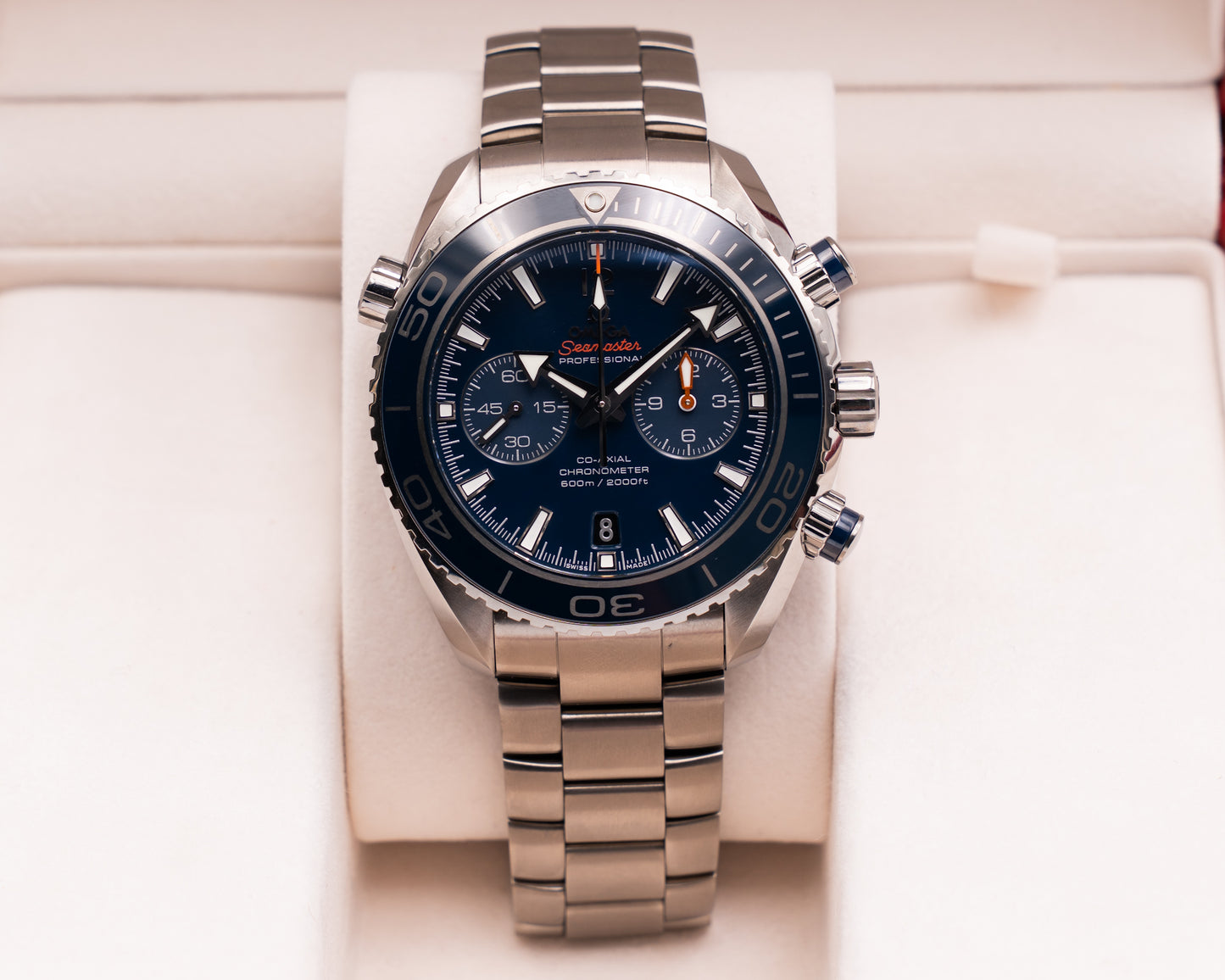 UNWORN Omega Seamaster Planet Ocean 600M 45.5mm 232.90.46.51.03.001 Chronograph Titanium Liquidmetal Blue