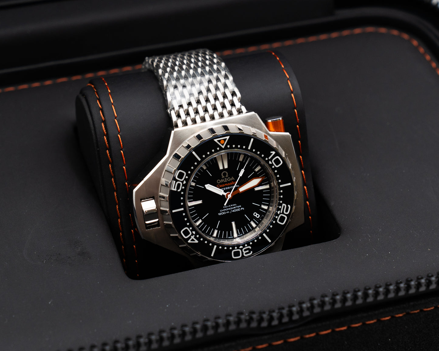 UNWORN Omega Seamaster PloProf 55mm 224.30.55.21.01.001 Black Shark on Bracelet 2013