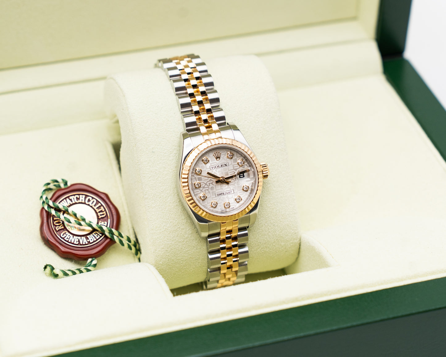 Rolex Datejust 26mm 179173 Two Tone Yellow Jubilee Diamond Markers Motif Dial 2014