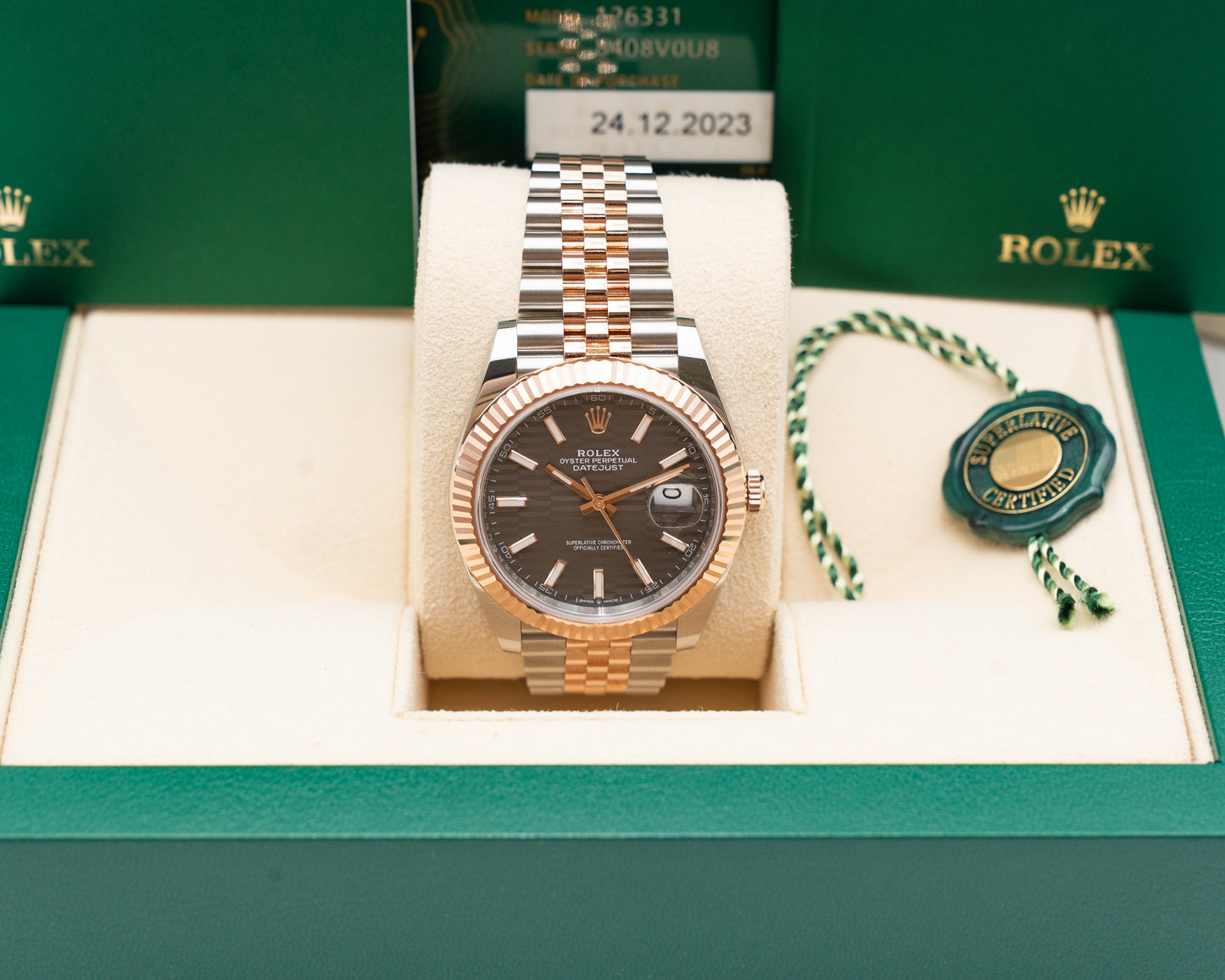 Rolex Datejust 126331 41mm Motif Dial Two Tone Rose Gold Jubilee Fluted Bezel 2023