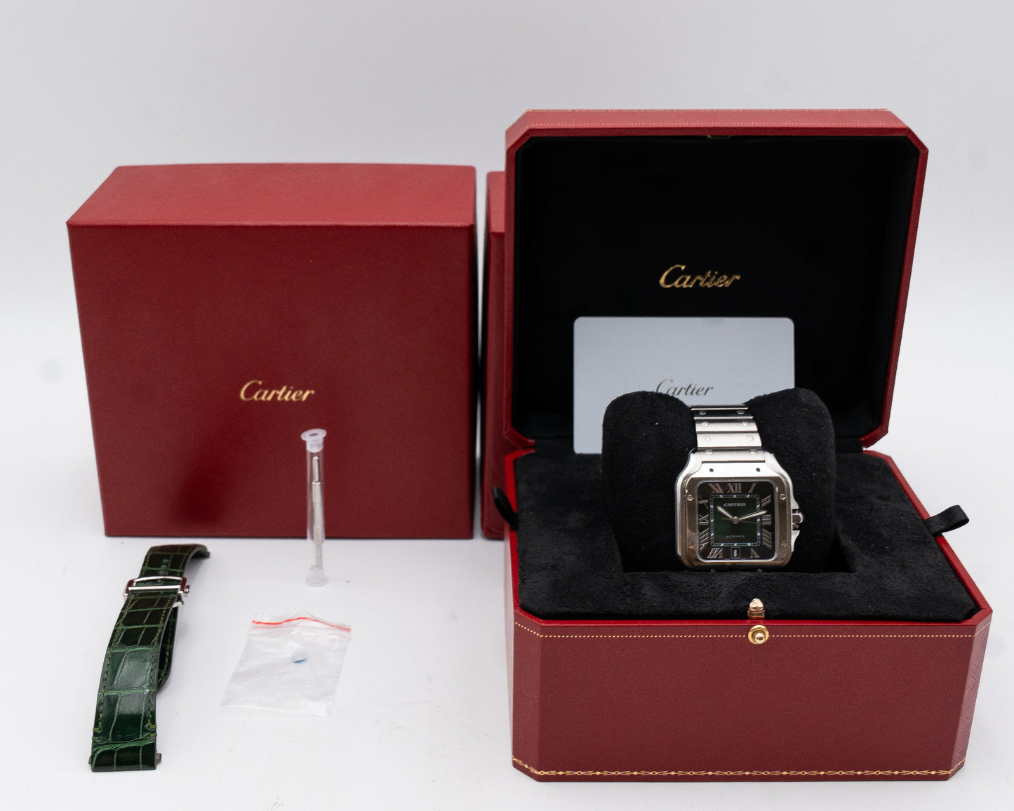 UNWORN Santos de Cartier 39.8mm WSSA0062 Green Dial
