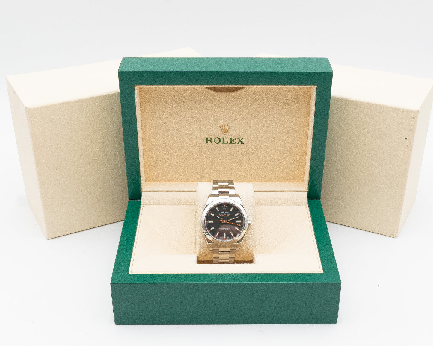 Rolex Milgauss 40mm 116400 Black Dial and Orange