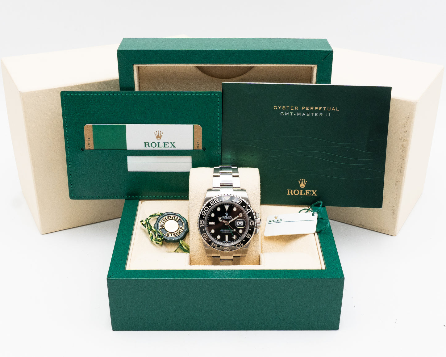 UNWORN STICKERED Rolex GMT Master II 40mm 116710LN Black Green Arrow 2017