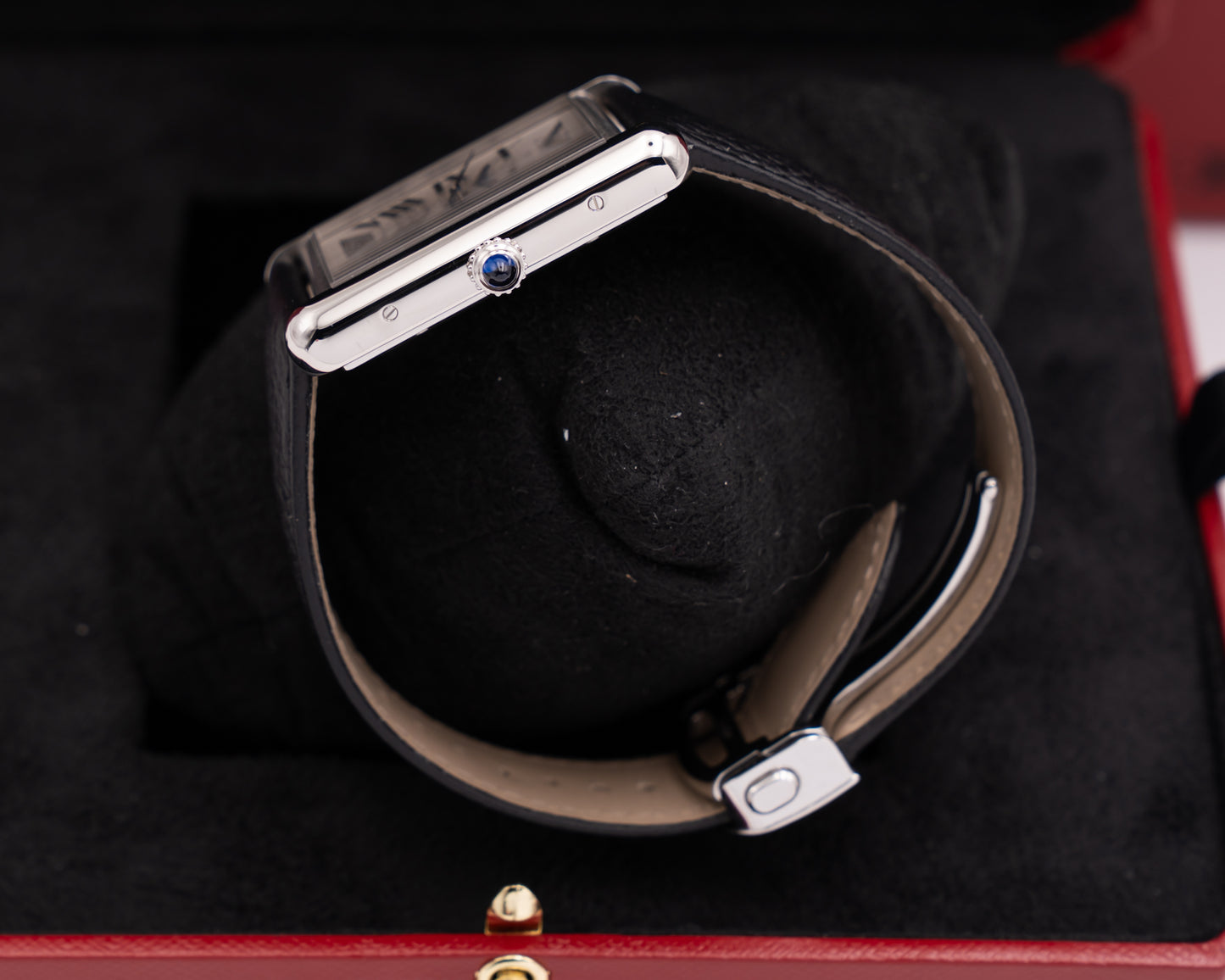 UNWORN STICKERED Cartier Tank 41mm WSTA0141 Silver Dial Black Strap
