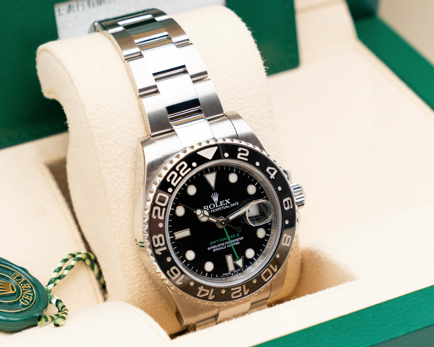 Rolex Steel GMT Master II 40mm 116710LN Black Green Arrow 2010