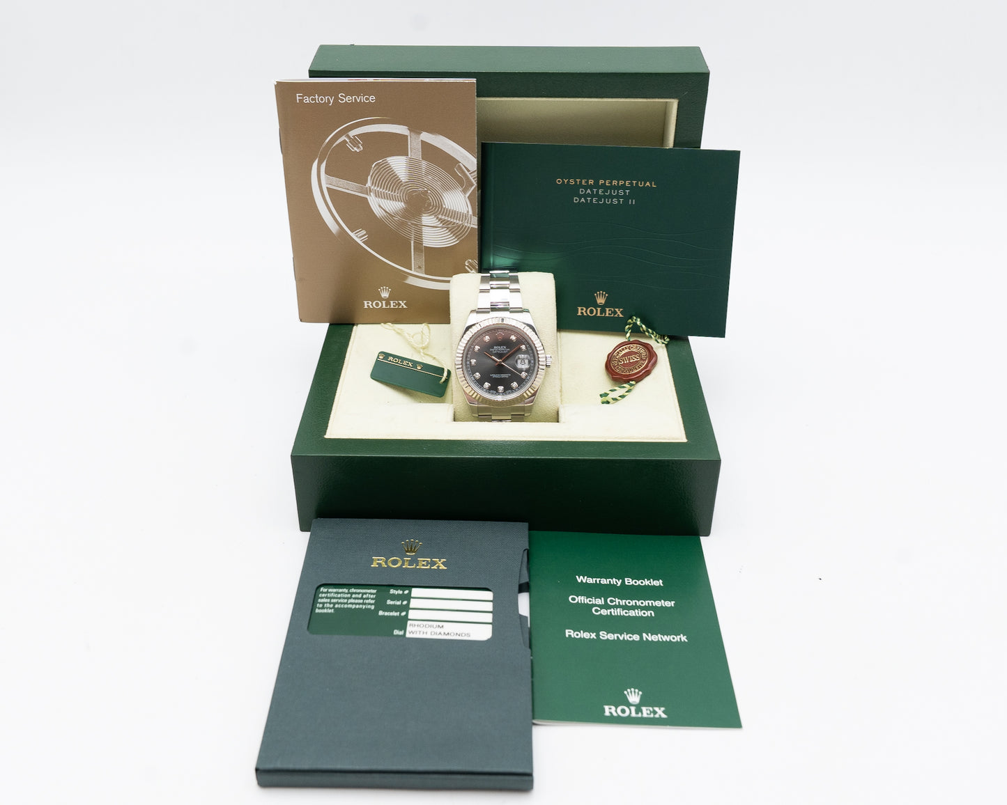 Rolex Datejust II 116334-0009 Fluted Dark Rhodium Diamond 2013