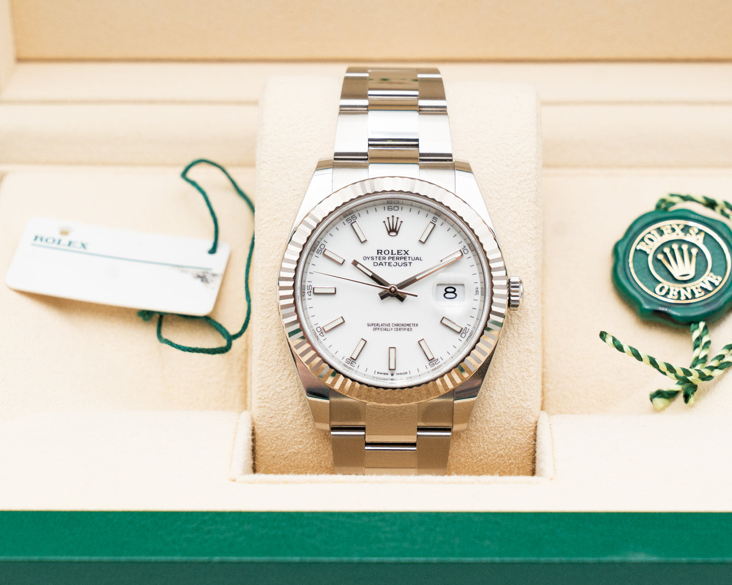 Rolex Datejust 41mm 126334 White Stick Dial Fluted Oyster 2021