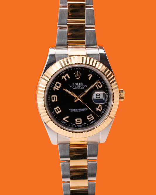 Rolex Datejust II 41mm 116333 Two Tone Yellow Gold Black Arabic Dial 2011