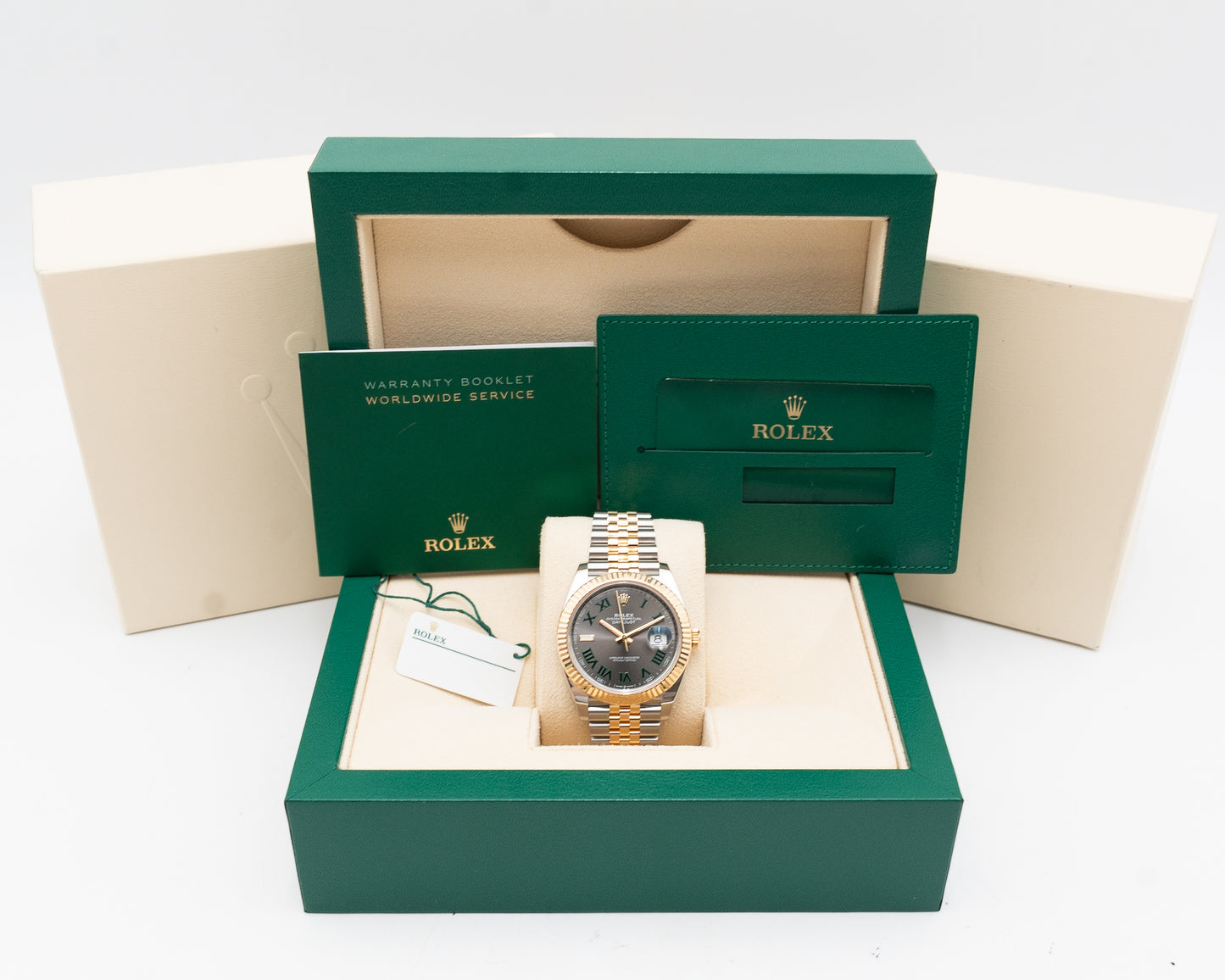 Rolex Date just 126333-0020 41mm Two Tone Yellow Gold Wilbledon 2021