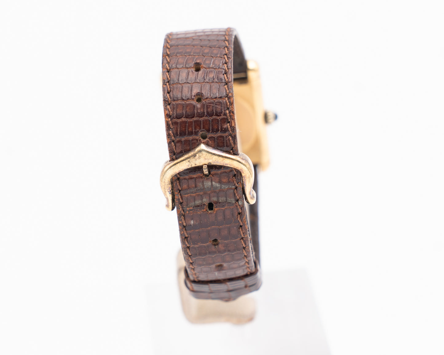 Cartier Argent 24mm 925 Ivory Roman Dial Brown Leather