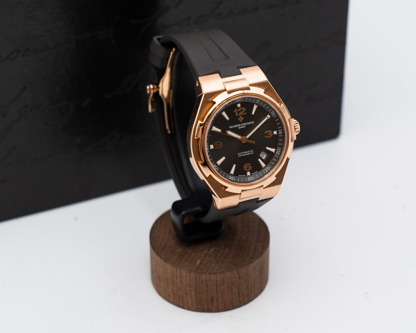 Vacheron Constantin Overseas Date Self-Winding 42mm 47040 Rose Gold Grey Dial Brown Rubber Strap 2017