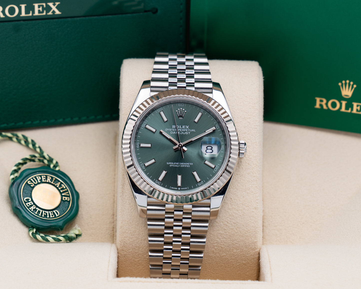 Rolex Datejust 41mm 126334 Green Mint on Jubilee 2023