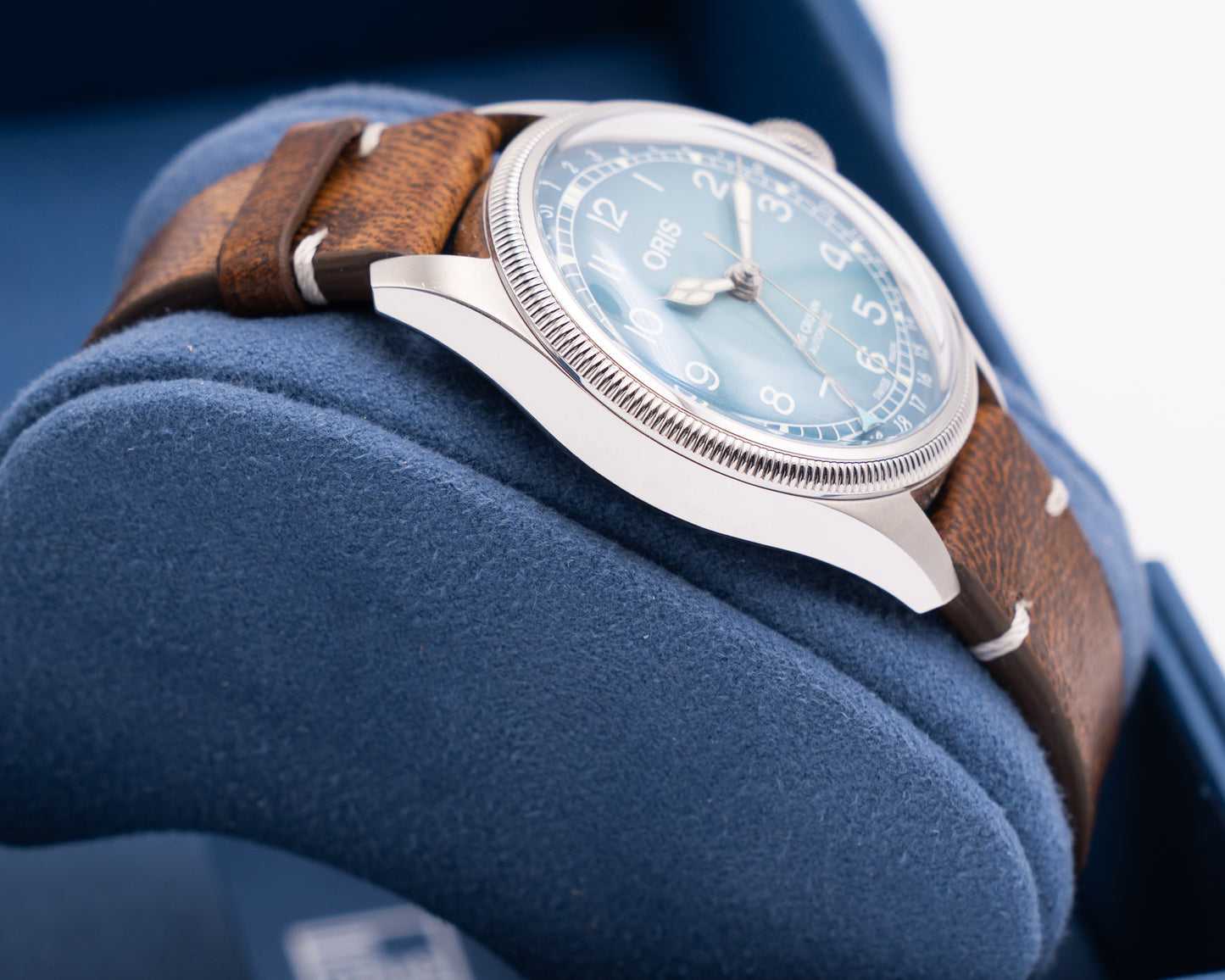 Oris Big Crown X Cervo Volante 38mm Blue Dial Deer Leather