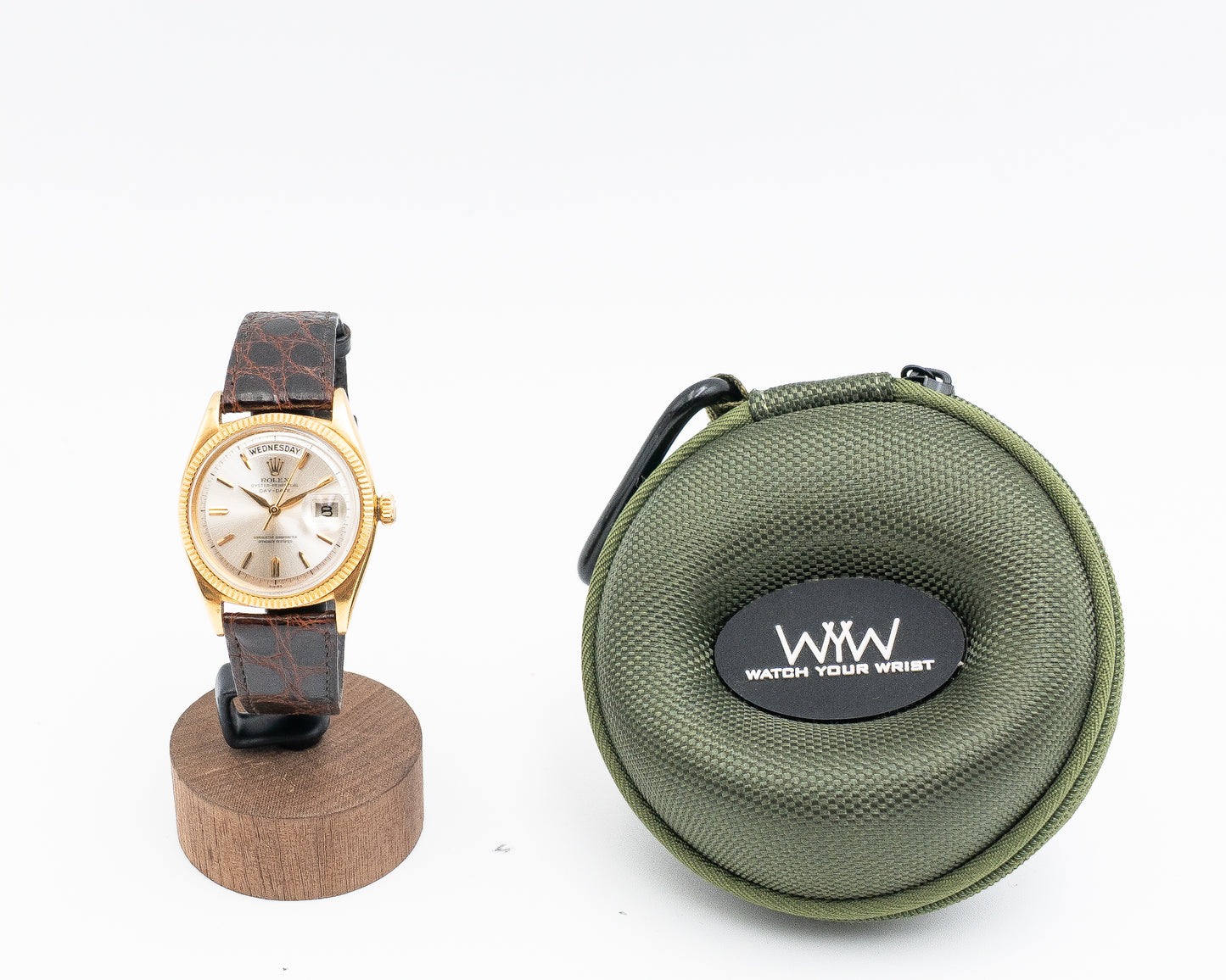 Rolex Day-Date 36mm 6611 Yellow Gold Case Silver Dial Leather Strap